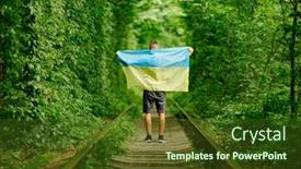  Presentation with ukraine - Presentation theme enhanced with man-raised-his-hands background and a tawny brown colored foreground