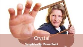  Presentation with empty - PPT theme consisting of man-reaches-through-an-empty background and a coral colored foreground