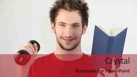  Presentation with reading - PPT layouts featuring man reading a book lifting background and a  colored foreground