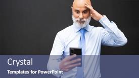  Presentation with bad news - PPT theme featuring man-reading-bad-news background and a ocean colored foreground