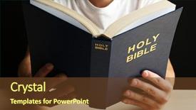  Presentation with reading bible - Presentation theme enhanced with man reading bible close up background and a tawny brown colored foreground