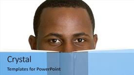  Presentation with child girl reading a book - Beautiful presentation featuring man reading book backdrop and a light blue colored foreground