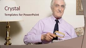  Presentation with magnifying glass - Cool new PPT theme with man reading newspaper with magnifying backdrop and a lemonade colored foreground