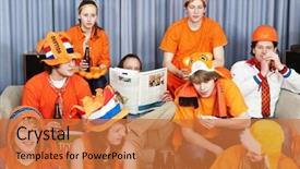  Presentation with soccer fans - Theme having man-reading-the-paper-sits background and a red colored foreground