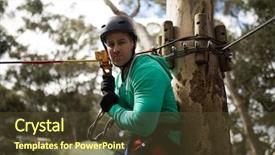  Presentation with adventure sports man - Audience pleasing slide set consisting of man ready to zip line backdrop and a  colored foreground
