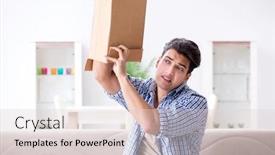  Presentation with empty - Presentation theme enhanced with man receiving empty parcel with stolen goods background and a lemonade colored foreground