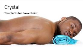  Presentation with spa - Presentation theme enhanced with man receiving massage at spa background and a  colored foreground