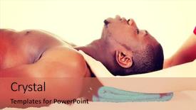  Presentation with body care spa body massage - Cool new slides with man receiving massage at spa backdrop and a  colored foreground