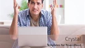  Presentation with glasses - Presentation design consisting of man-receiving-wrong-parcel background and a coral colored foreground