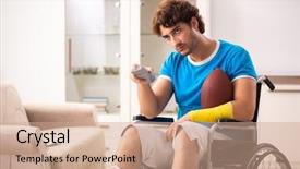  Presentation with injury - Presentation design with man recovering from his injury background and a  colored foreground