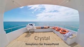  Presentation with luxury lifestyle - Presentation design having man-relax-on-yacht-pleasure background and a coral colored foreground