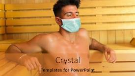  Presentation with coronavirus - Slide deck featuring man-relaxing-in-a-sauna background and a gold colored foreground