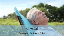  Presentation with camping - Amazing theme having man relaxing in camping chair backdrop and a light blue colored foreground