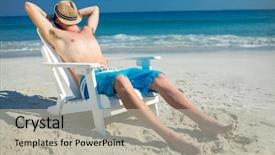  Presentation with man relaxing on massage table - Audience pleasing presentation design consisting of man relaxing on deck chair backdrop and a  colored foreground
