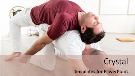  Presentation with man relaxing on massage table - PPT theme featuring partner's back while doing background and a coral colored foreground