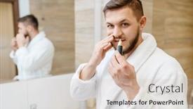  Presentation with hygiene - Amazing presentation design having man-removes-nose-hair backdrop and a soft green colored foreground