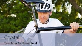  Presentation with bike - PPT theme with man-repairing-a-bike-during background and a light blue colored foreground