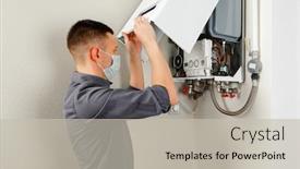  Presentation with boiler - Beautiful presentation featuring man-repairing-a-boiler backdrop and a soft green colored foreground