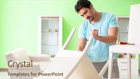  Presentation with baroque furniture - Presentation theme having man repairing furniture at home background and a lemonade colored foreground