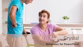  Presentation with bicycle - Slides consisting of man-repairing-his-broken-bicycle background and a coral colored foreground