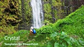  Presentation with rest - Colorful PPT theme enhanced with maui - man rest near waterfall backdrop and a forest green colored foreground