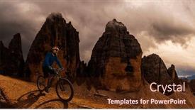  Presentation with adventure biking - Presentation theme having man-ride-electric-mountain-bikes background and a wine colored foreground