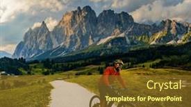  Presentation with adventure biking - PPT layouts with man-ride-electric-mountain-bikes background and a tawny brown colored foreground