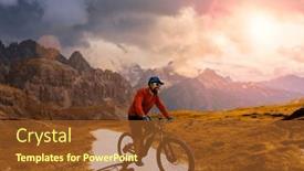  Presentation with adventure biking - Slides featuring man-ride-electric-mountain-bikes background and a tawny brown colored foreground