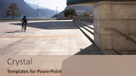  Presentation with man riding big bike motor - Beautiful PPT layouts featuring man-rides-a-bicycle backdrop and a coral colored foreground