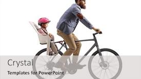  Presentation with childs - Slides enhanced with man-riding-a-bicycle background and a light gray colored foreground