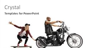  Presentation with motorbike - Presentation design with man-riding-a-chopper background and a white colored foreground
