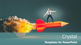  Presentation with rocket - Presentation theme consisting of man-riding-a-rocket-pencil background and a teal colored foreground