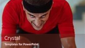  Presentation with simulation - Presentation theme with man-riding-a-triathlon-bike background and a tawny brown colored foreground