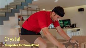  Presentation with simulation - PPT layouts featuring man-riding-a-triathlon-bike background and a violet colored foreground