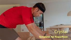  Presentation with simulation - PPT theme consisting of man-riding-a-triathlon-bike background and a violet colored foreground