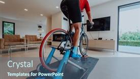  Presentation with simulation - Presentation theme consisting of man-riding-a-triathlon-bike background and a ocean colored foreground