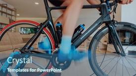  Presentation with simulation - Presentation theme featuring man-riding-a-triathlon-bike background and a ocean colored foreground