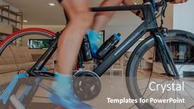  Presentation with simulation - PPT theme having man-riding-a-triathlon-bike background and a gray colored foreground