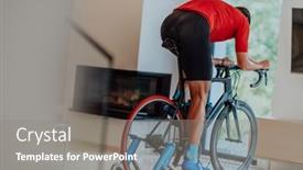  Presentation with simulation - PPT layouts with man-riding-a-triathlon-bike background and a gray colored foreground