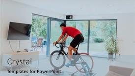  Presentation with simulation - PPT layouts enhanced with man-riding-a-triathlon-bike background and a light blue colored foreground