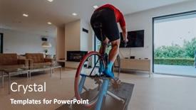  Presentation with simulation - Presentation consisting of man-riding-a-triathlon-bike background and a violet colored foreground