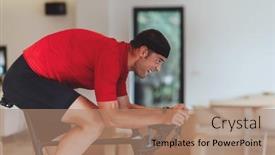  Presentation with triathlon - PPT theme having man-riding-a-triathlon-bike background and a coral colored foreground