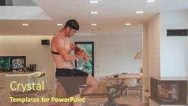  Presentation with simulation - Presentation with man-riding-a-triathlon-bike background and a coral colored foreground