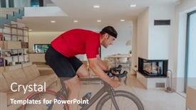  Presentation with simulation - Theme consisting of man-riding-a-triathlon-bike background and a coral colored foreground