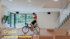  Presentation with simulation - Presentation consisting of man-riding-a-triathlon-bike background and a coral colored foreground