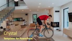  Presentation with simulation - Theme featuring man-riding-a-triathlon-bike background and a violet colored foreground