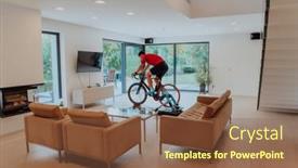  Presentation with simulation - Presentation enhanced with man-riding-a-triathlon-bike background and a tawny brown colored foreground