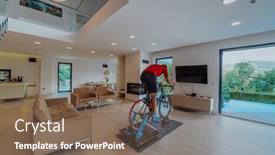  Presentation with simulation - Theme with man-riding-a-triathlon-bike background and a violet colored foreground