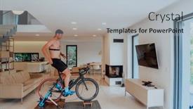  Presentation with simulation - Presentation theme with man-riding-a-triathlon-bike background and a light gray colored foreground