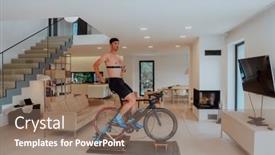  Presentation with simulation - Theme consisting of man-riding-a-triathlon-bike background and a violet colored foreground